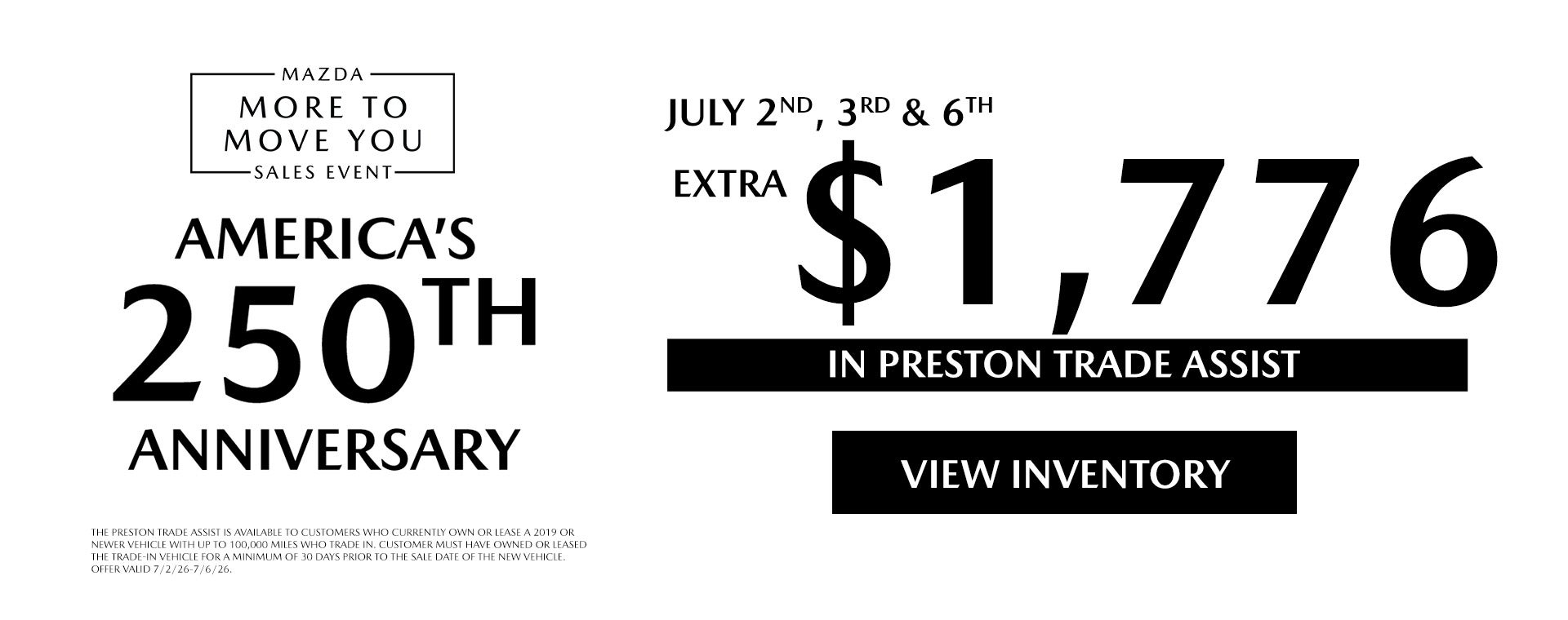  Extra $1,776 in Preston Trade Assist!